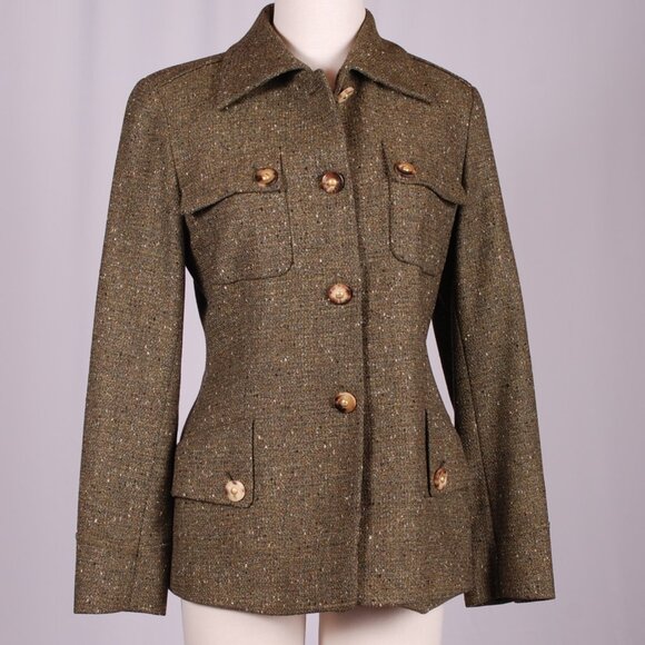 Escada Jackets & Blazers - VTG Escada Tweed Safari Blazer, Sz - 38 (US 6)